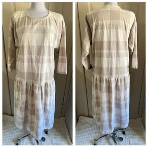 Black Crane Dress Oversized Lagenlook Neutral Cotton Dress Size XS